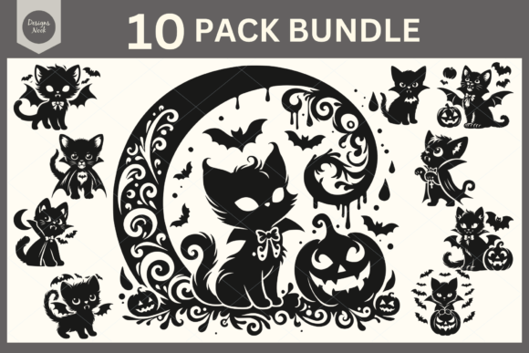Download Vampire Kitten SVG Clipart Silhouette - Premium Bundle