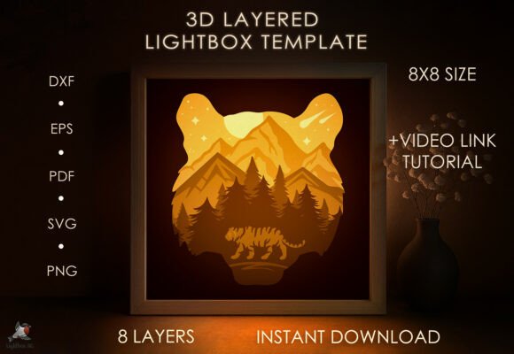 Download Wild Animal Shadow Box SVG Template - Animal shadow box Collection