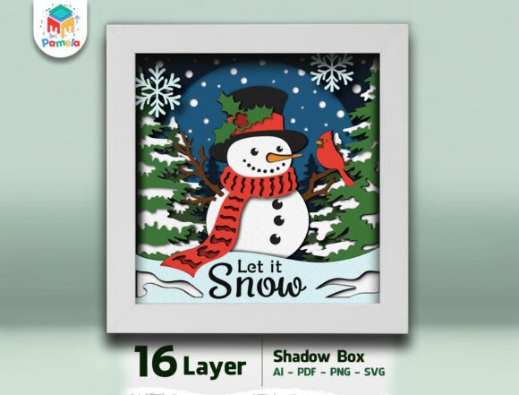 Download Snowman Shadow Box SVG – Let It Snow - Snowman shadow box svg Collection