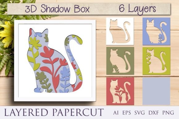 Download Cat Layered Paper Cut, Animal Shadow Box - Animal shadow box Collection