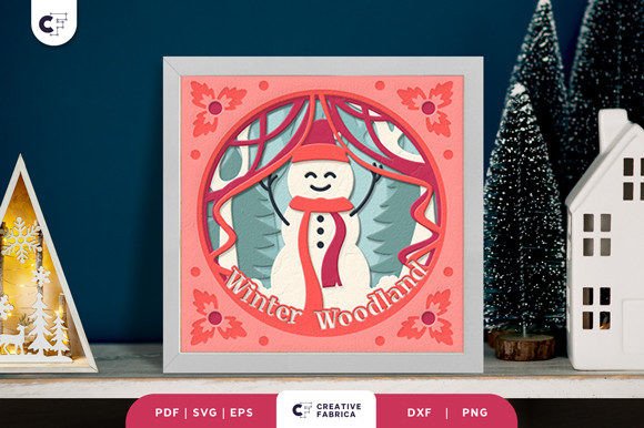 Download Snowman with Red Scarf Shadow Box SVG - Premium Resources