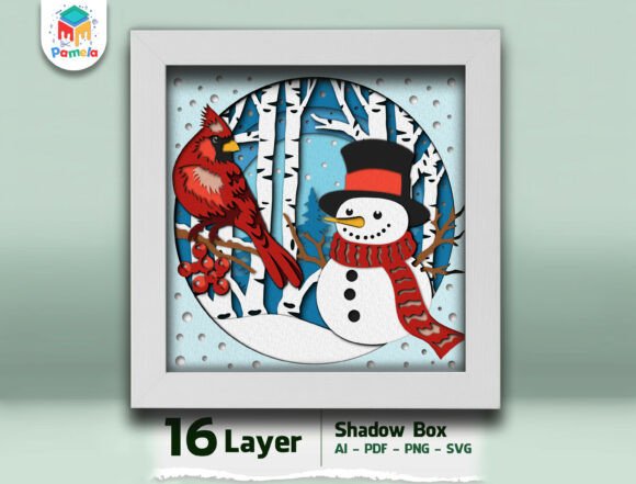 Download Cardinal and Snowman Shadow Box SVG - Snowman shadow box svg Collection