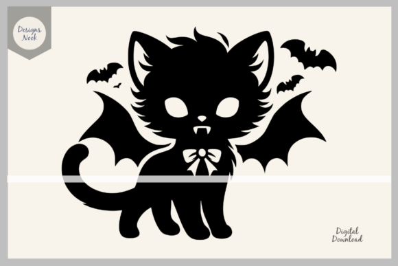 Download Vampire Kitten SVG Clipart Silhouette - Premium Resources
